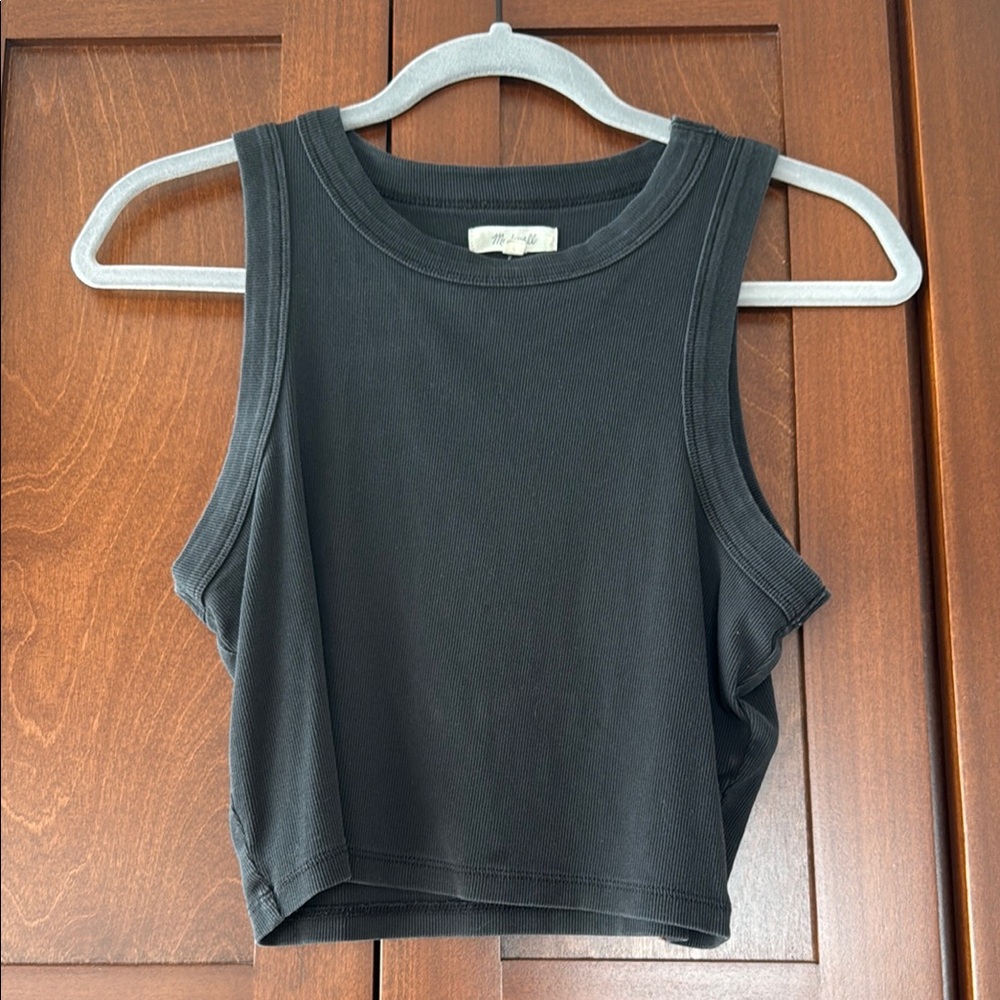 Madewell Black Muscle Tee Crop Top Sleeveless